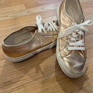 Gold Metallic Signature Superga Sneakers